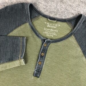 Lucky Brand Henley Shirt Mens XXL Green Gray Thermal Cotton